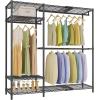 imageVIPEK X20 Expandable Metal Clothing Rack Adjustable from 33quot to 48quot Heavy Duty Garment Racks with Adjustable Shelves and Hanger Rods Portable Wardrobe Open Closet Rack System BlackBlack