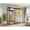 imageVIPEK X20 Expandable Metal Clothing Rack Adjustable from 33quot to 48quot Heavy Duty Garment Racks with Adjustable Shelves and Hanger Rods Portable Wardrobe Open Closet Rack System BlackBlack