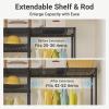 imageVIPEK X20 Expandable Metal Clothing Rack Adjustable from 33quot to 48quot Heavy Duty Garment Racks with Adjustable Shelves and Hanger Rods Portable Wardrobe Open Closet Rack System BlackBlack