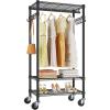 imageVIPEK R3 Plus Rolling Clothes Rack with Locking Wheels Portable Closet for Hanging Clothes Heavy Duty Garment Rack with Adjustable Shelves and Side Hooks Metal Wardrobe for Home Storage BlackBlack
