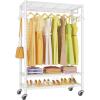 imageVIPEK R3 Plus Rolling Clothes Rack with Locking Wheels Portable Closet for Hanging Clothes Heavy Duty Garment Rack with Adjustable Shelves and Side Hooks Metal Wardrobe for Home Storage BlackWhite