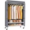 imageVIPEK R3C Rolling Clothes Rack with Cover Portable Closet for Hanging Clothes Heavy Duty Garment Rack Freestanding Clothing Racks with Wheelsampamp Hanging Rod Black Closet Racks with Black CoverWhite Rack with Gray Cover