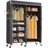 imageVIPEK R4 Garment Racks Heavy Duty Clothes Rack 620lb Capacity Metal Frame Rolling Lockable Wheels ampamp 6 Tiers Adjustable Height Shelves ampamp Hanger Rods Sturdy Wardrobe Closet for Home Storage BlackBlack Rack with Black Cover