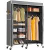 imageVIPEK R4 Garment Racks Heavy Duty Clothes Rack 620lb Capacity Metal Frame Rolling Lockable Wheels ampamp 6 Tiers Adjustable Height Shelves ampamp Hanger Rods Sturdy Wardrobe Closet for Home Storage BlackBlack Rack with Grey Cover