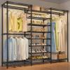 imageVIPEK S3 Clothes Rack with Dimmable LED Lights Freestanding Heavy Duty Clothes Rack for Hanging Clothes with 3000K Warm White Light Black Wardrobe Closet Organizer and Storage