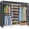 imageVIPEK S3 Heavy Duty Garment Rack Freestanding Clothes Rack Closet Storage Organizer Large Wardrobe with 6Tier Shoe Rack Hanging Rod Adjustable Shelf 689quot L x 157quot W x 764quot H BlackWhite Rack With Black Cover