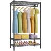 imageVIPEK V1 3 Tiers Wire Garment Racks Heavy Duty Clothes Racks for Hanging Clothes Portable Closet with Hanging Rod Adjustable Shelves Clothing Rack Freestanding Wardrobe Max Load 400LBS BlackBlack