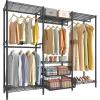 imageVIPEK V10i Medium Heavy Duty Clothes Rack Freestanding Coat Rack for Hanging Clothes Wardrobe Metal Clothing Rack with 2 Slid Storage Baskets 689quot L x 157quot W x 764quot H BlackBlack