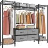 imageVIPEK V20 Wire Garment Rack Heavy Duty Clothes Rack Metal Clothing Rack with 6 Shelves 3 Hang Rods ampamp 4 Fabric Drawers Compact Wardrobe Closet 567quot L x 146quot W x 709quot H BlackBlack