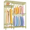 imageVIPEK V2S Heavy Duty Clothes Rack Portable Metal Clothing Racks with 4 Tiers Adjustable Wire Shelving ampamp 3 Hanging Rods Freestanding Wardrobe Portable Closet Rack Max Load 800LBS BlackGold