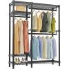 imageVIPEK V2S Heavy Duty Clothes Rack Portable Metal Clothing Racks with 4 Tiers Adjustable Wire Shelving ampamp 3 Hanging Rods Freestanding Wardrobe Portable Closet Rack Max Load 800LBS BlackBlack