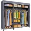 imageVIPEK V30 Heavy Duty Clothes Rack with 7 Adjustable Shelves ampamp 2 Hang Rods Portable Closet Metal Clothing Rack Freestanding Wardrobe Closet for Hanging Clothes Max Load 870lbsBlack Rack With Grey Cover