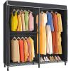 imageVIPEK V4 Heavy Duty Clothing Rack for Hanging Clothes 810lbs Load Capacity Double Rod Garment Rack with Adjustable Shelves ampamp Side Hooks Metal Wardrobe Closet System Easy to Assemble BlackBlack Rack with Black Cover