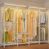 imageVIPEK V40L Clothes Rack with Dimmable LED Lights 3000K Warm White Heavy Duty Clothing Rack for Hanging Clothes Portable Closet Wardrobe Freestanding Closet Rack for Bedroom Max Load 890lbs BlackWhite Rack with Warm White Light