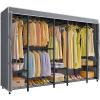 imageVIPEK V50C Black Portable Closet Rack with Black Cover Large Freestanding Wardrobe Closet Heavy Duty Clothes Rack Sturdy Clothing Rack for Hanging Clothes Max Load 1300lbsBlack Rack with Grey Cover