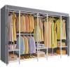 imageVIPEK V50C Black Portable Closet Rack with Black Cover Large Freestanding Wardrobe Closet Heavy Duty Clothes Rack Sturdy Clothing Rack for Hanging Clothes Max Load 1300lbsWhite Rack with Grey Cover