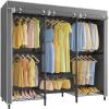 imageVIPEK V5C SE Covered Clothes Rack Heavy Duty Garment Rack with Cover and Adjustable Shelves Freestanding Portable Closet Wardrobe Closet Racks Black Clothing Rack with Black Upgarded Polyester CoverBlack Rack With Grey Polyester Cover