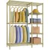 imageVIPEK V7 Garment Rack for Hanging Clothes Heavy Duty Clothes Rack with Shelves Portable Closet Racks Metal Clothing Racks 5 Tiers Freestanding Closet Wardrobe System Max Load 670lbs BlackGold