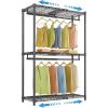 imageVIPEK X1 Expandable Clothes Rack Heavy Duty Adjustable from 2 to 35quot with Adjustable Shelves and Hanger Rods Reachin ampamp Walkin Closets Metal Garment Racks Portable Closet BlackWhite