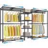 imageVIPEK X3 Expandable Heavy Duty Clothes Rack Adjustable from 52quot to 8 with Adjustable Shelves and Hanger Rods Large Freestanding Clothing Racks Reachin ampamp Walkin Closet Max Load 1210LBS BlackBlack