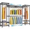 imageVIPEK X30 Expandable Clothes Rack Adjustable from 51quot to 611quot 950lbs Capacity Heavy Duty Portable Closet with 4 Hanger Rods ampamp 7 Wire Shelves Metal Wardrobe System for Reachin Closet BlackBlack