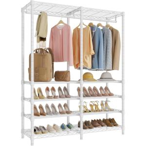imageVIPEK S2i Tall Shoe Rack for Closet Freestanding Shoe Rack for Entryway Large Boot Organizer Storage Heavy Duty Metal Shoe Shelf and Coat Rack White
