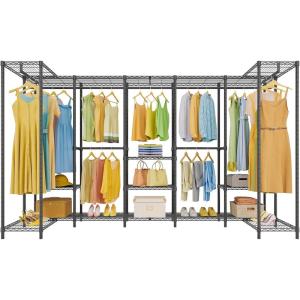 imageVIPEK U70 Extra Large Heavy Duty Clothes Rack Freestanding Portable Closet for Bedroom Storage Wardrobe Closet Organizer Wire Clothing Rack for Hanging Clothes Load 1670lbs BlackBlack