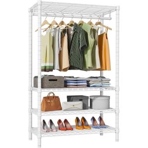 imageVIPEK V1 Wire Garment Rack 4 Tiers Heavy Duty Clothes Racks for Hanging Clothes Large Clothing Rack Freestanding Closet with Hanging Rod 354 L X 157 W X 709 H Max Load 500LBS BlackWhite