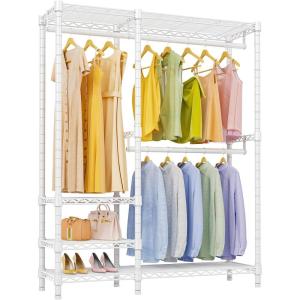 imageVIPEK V2i Garment Rack for Hanging Clothes Portable Closet System with 4 Adjustable Shelves ampamp 2 Hanging Rods Heavy Duty Metal Clothes Rack Freestanding Wardrobe Closet Rack Max Load 700lbsWhite