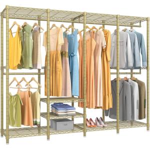 imageVIPEK V40 Wire Garment Rack Heavy Duty Clothes Rack for Hanging Clothes MultiFunctional Bedroom Clothing Rack Freestanding Closet Wardrobe Rack Max Load 1110lbs BlackGold
