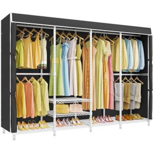 imageVIPEK V40C Covered Clothes Rack Heavy Duty Clothing Rack with Cover Custom Freestanding Closet Portable Wardrobe Closet for Bedroom Large Black Coset Rack with Black Oxford Fabric CoverWhite Rack With Black Cover