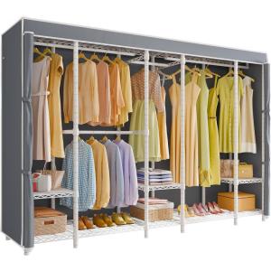 imageVIPEK V50C Black Portable Closet Rack with Black Cover Large Freestanding Wardrobe Closet Heavy Duty Clothes Rack Sturdy Clothing Rack for Hanging Clothes Max Load 1300lbsWhite Rack with Grey Cover
