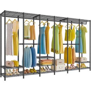 imageVIPEK V60 Extra Large Portable Closet Rack Heavy Duty Clothing Rack for Hanging Clothes Freestanding Wardrobe Metal Closet for Bedroom Storage and Organizer Load 1620lbs BlackBlack