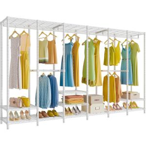 imageVIPEK V60 Extra Large Portable Closet Rack Heavy Duty Clothing Rack for Hanging Clothes Freestanding Wardrobe Metal Closet for Bedroom Storage and Organizer Load 1620lbs BlackWhite