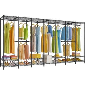 imageVIPEK V70 Extra Large Clothes Rack Heavy Duty Garment Rack Freestanding Wardrobe Metal Closet for Hanging Clothes Bedroom Organizer and Storage Max Load 1670lbs BlackBlack