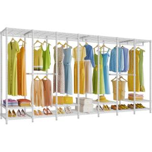 imageVIPEK V70 Extra Large Clothes Rack Heavy Duty Garment Rack Freestanding Wardrobe Metal Closet for Hanging Clothes Bedroom Organizer and Storage Max Load 1670lbs BlackWhite