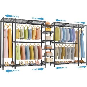 imageVIPEK X5 Extra Large Expandable Clothes Rack Adjustable from 78quot to 105quot Reachin Closet Metal Clothing Racks Walkin Freestanding Wardrobe Portable Closets BlackBlack