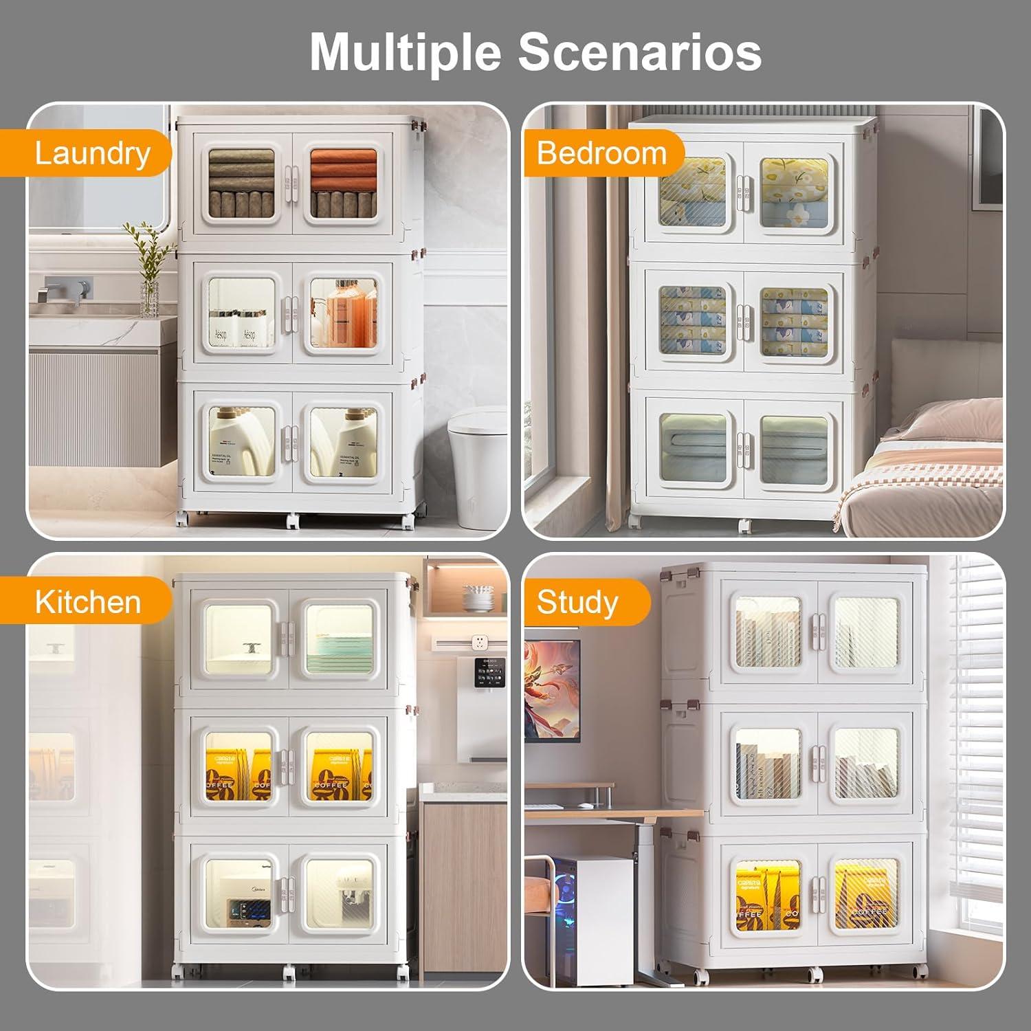 image220QT Extra Large Stackable Storage Bins Open Front 1Pack Collapsible Storage Bins with Lids and Wheels Plastic Storage Bins with Drawers Closet Organizers and Storage Drawers