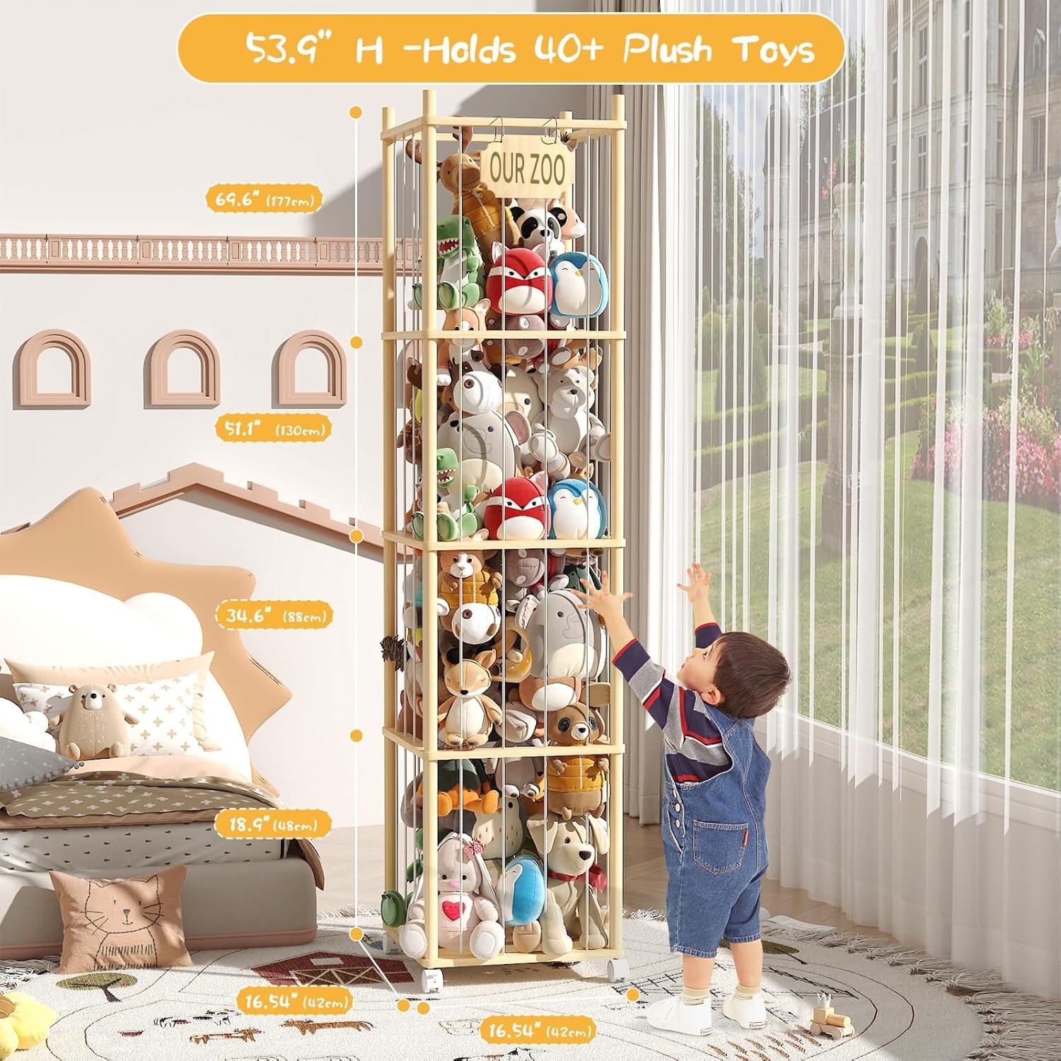 imageStuffed Animal Storage ampamp Organizer with Wheels 340QT Oversized Zoo Toy Holder with Mesh Design Giant Plush Toy Organizer for Toddler Rooms Playrooms ampamp Bedrooms 2Layers4layers