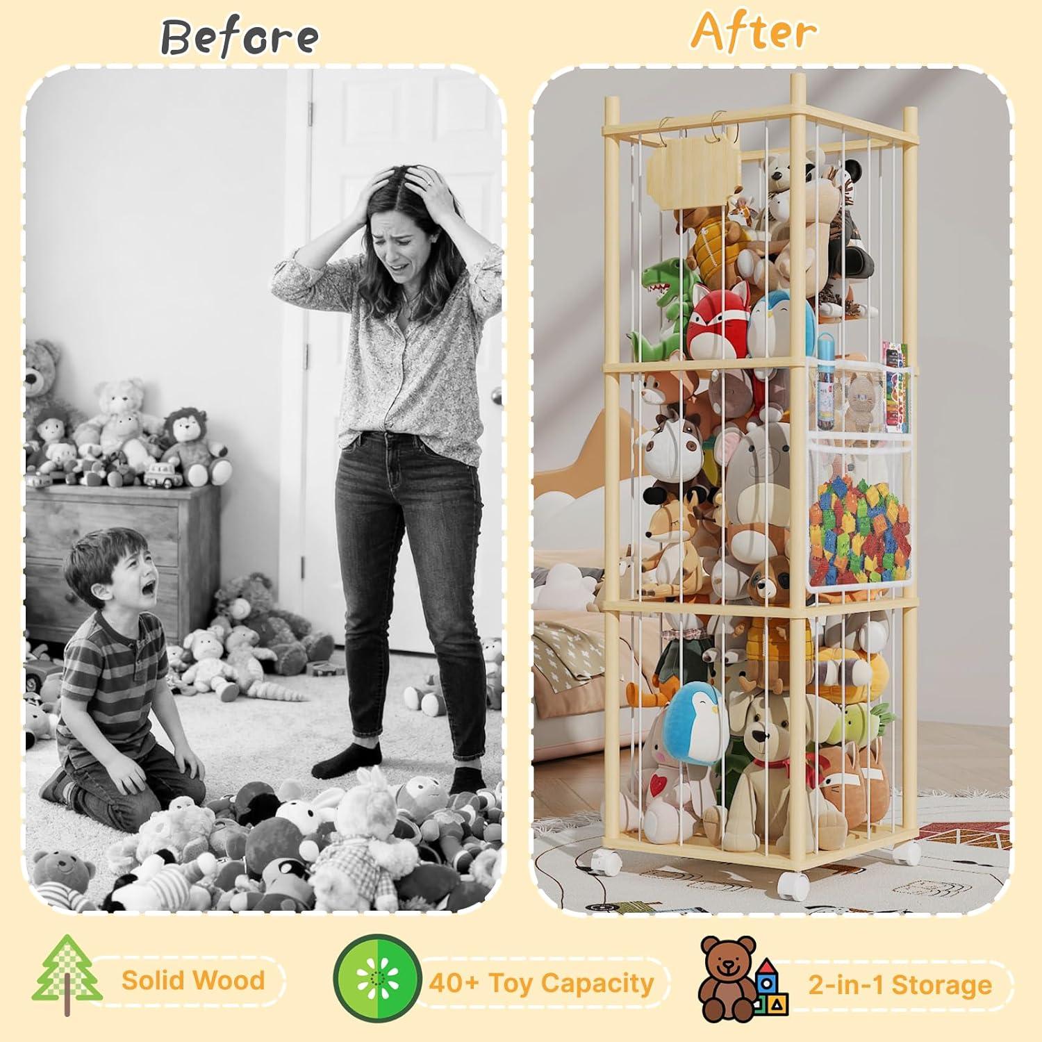 imageStuffed Animal Storage ampamp Organizer with Wheels 340QT Oversized Zoo Toy Holder with Mesh Design Giant Plush Toy Organizer for Toddler Rooms Playrooms ampamp Bedrooms 2Layers4layers