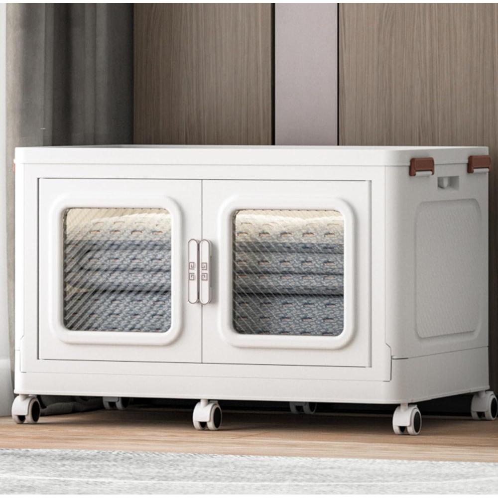 image220QT Extra Large Stackable Storage Bins Open Front 1Pack Collapsible Storage Bins with Lids and Wheels Plastic Storage Bins with Drawers Closet Organizers and Storage Drawers