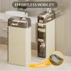 image2Tier Slim Bathroom Storage Cabinet Movable Narrow Plastic Drawers Waterproof Slim Bathroom Organizer Thin Storage Cabinet for Narrow Spaces Kitchen Laundry OutTheBox4Tier
