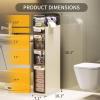 image2Tier Slim Bathroom Storage Cabinet Movable Narrow Plastic Drawers Waterproof Slim Bathroom Organizer Thin Storage Cabinet for Narrow Spaces Kitchen Laundry OutTheBox4Tier