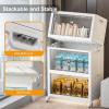 imageExtra Large Stackable Storage Bins with Lids ampamp Wheels ampamp Door 960QT160QT40GAL6Pack Foldable Collapsible Closet Organizers Plastic containers drawers for bedroom DormWhite112QT