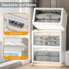 imageExtra Large Stackable Storage Bins with Lids ampamp Wheels ampamp Door 960QT160QT40GAL6Pack Foldable Collapsible Closet Organizers Plastic containers drawers for bedroom DormWhite160QT