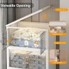 imageExtra Large Stackable Storage Bins with Lids ampamp Wheels ampamp Door 960QT160QT40GAL6Pack Foldable Collapsible Closet Organizers Plastic containers drawers for bedroom DormWhite160QT
