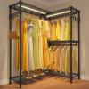 imageVIPEK L4 Garment Rack L Shaped Clothes Rack for Corner Freestanding Portable Wardrobe Closet Heavy Duty Clothing Rack with 3 Hanging Rods ampamp 2 Side Hooks 433quotLx291quotWx764quotH Max Load 810LBS BlackBlack