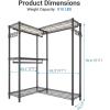 imageVIPEK L4 Garment Rack L Shaped Clothes Rack for Corner Freestanding Portable Wardrobe Closet Heavy Duty Clothing Rack with 3 Hanging Rods ampamp 2 Side Hooks 433quotLx291quotWx764quotH Max Load 810LBS BlackBlack