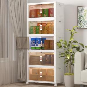 imageExtra Large Stackable Storage Binswith lids ampamp Wheels Foldable Collapsible Closet Organizers672QT168QT42GAL4Pack Plastic Containers with door ampamp drawers for bedroom DormWhite120qt