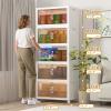 imageExtra Large Stackable Storage Bins with Lids ampamp Wheels ampamp Door 448QT112QT28GAL4Pack Foldable Collapsible Closet Organizers Plastic containers drawers for bedroom DormWhite112QT